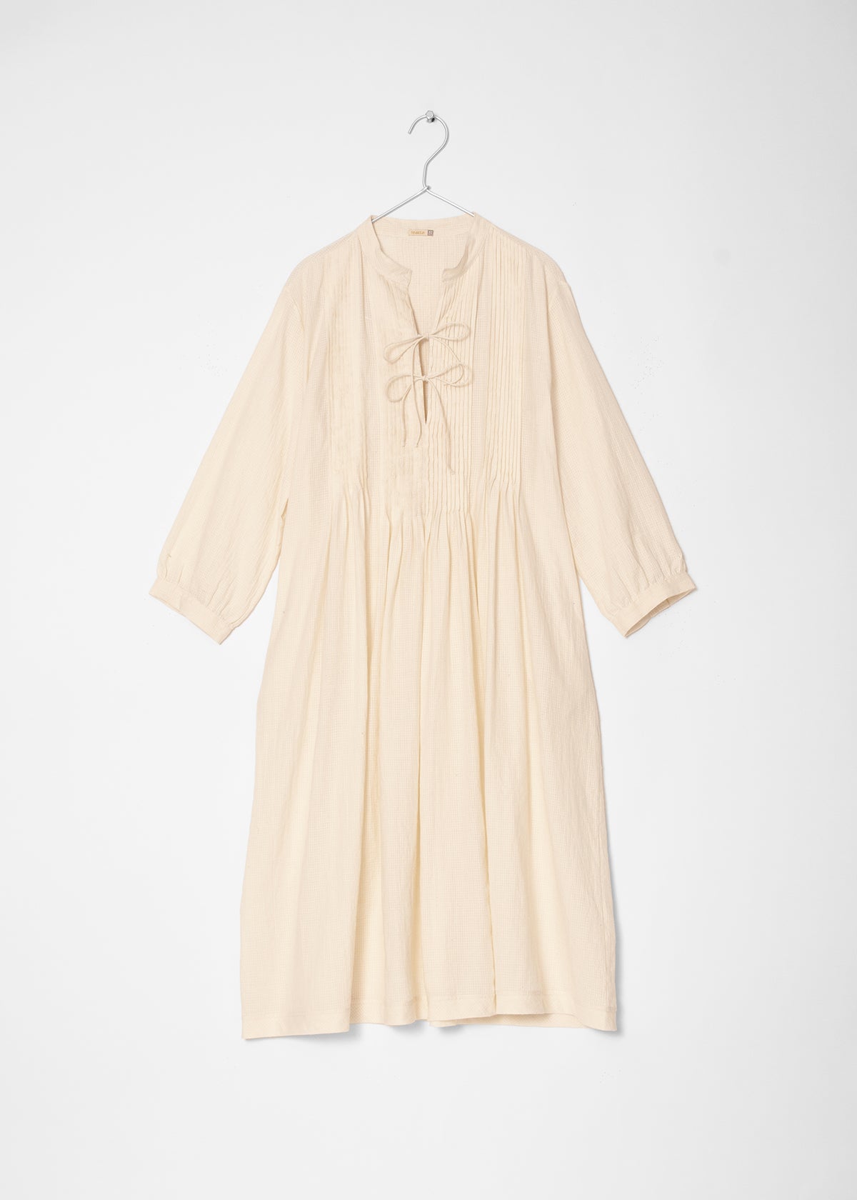 Aditi Tiny Checks Dress - Natural