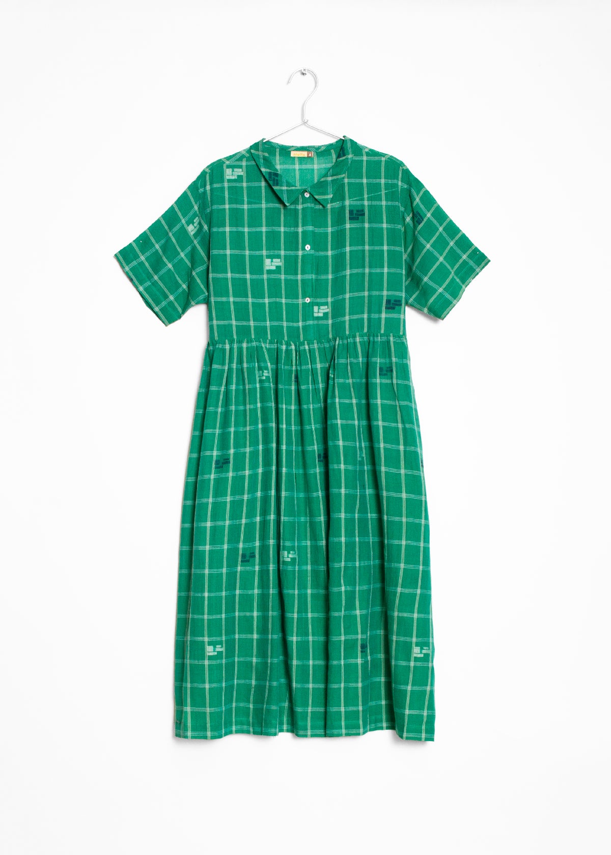 Dora Check Jamdani Dress - Mint