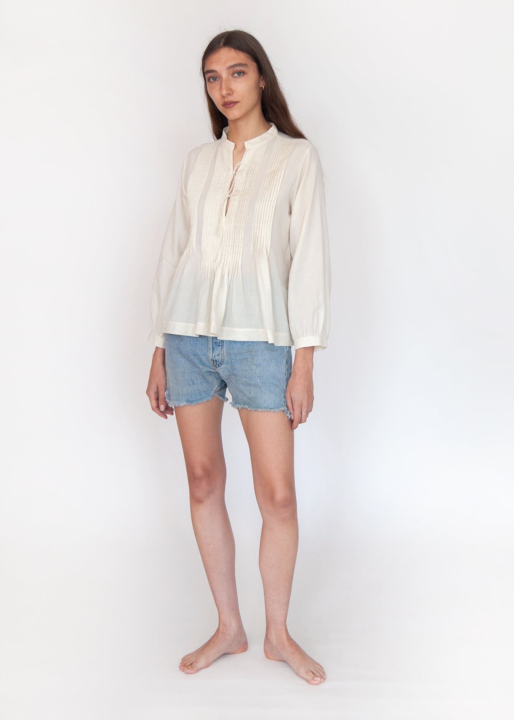 Alma Tiny Checks Top - Natural