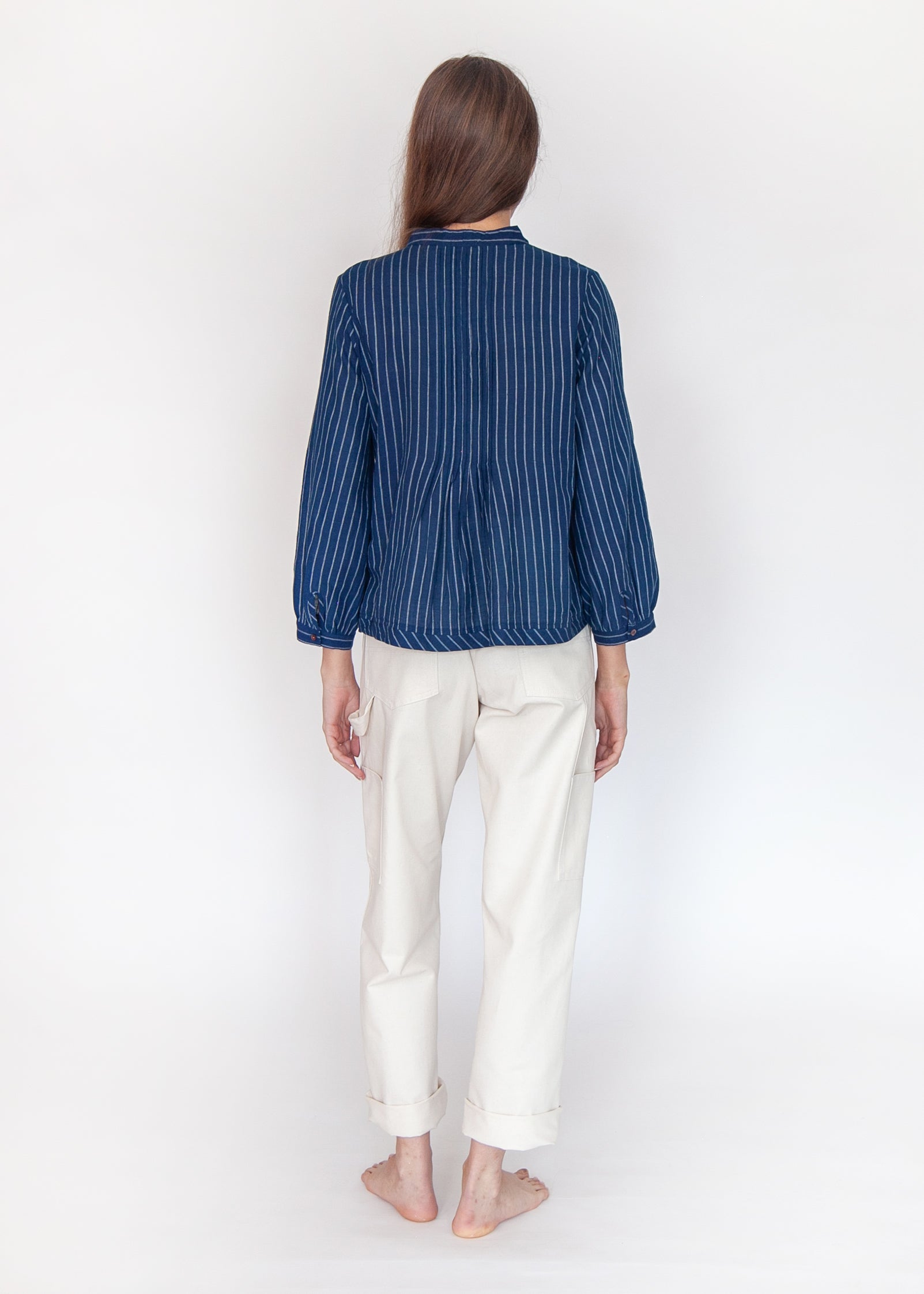 Alma Double Stripe Top - Natural Indigo