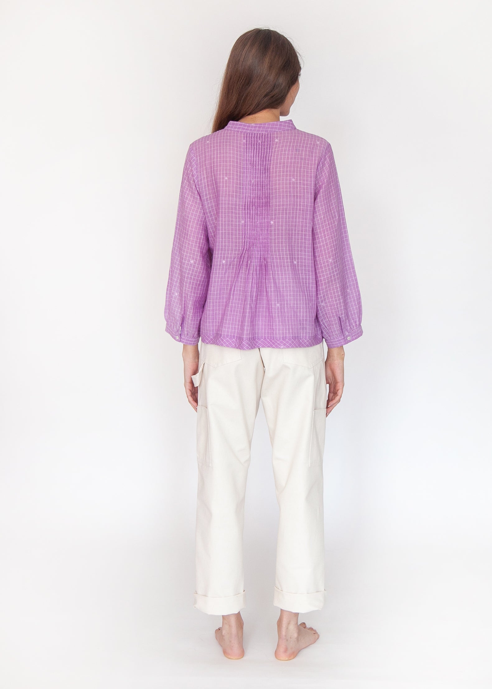 Alma Check Jamdani Top - Violetta