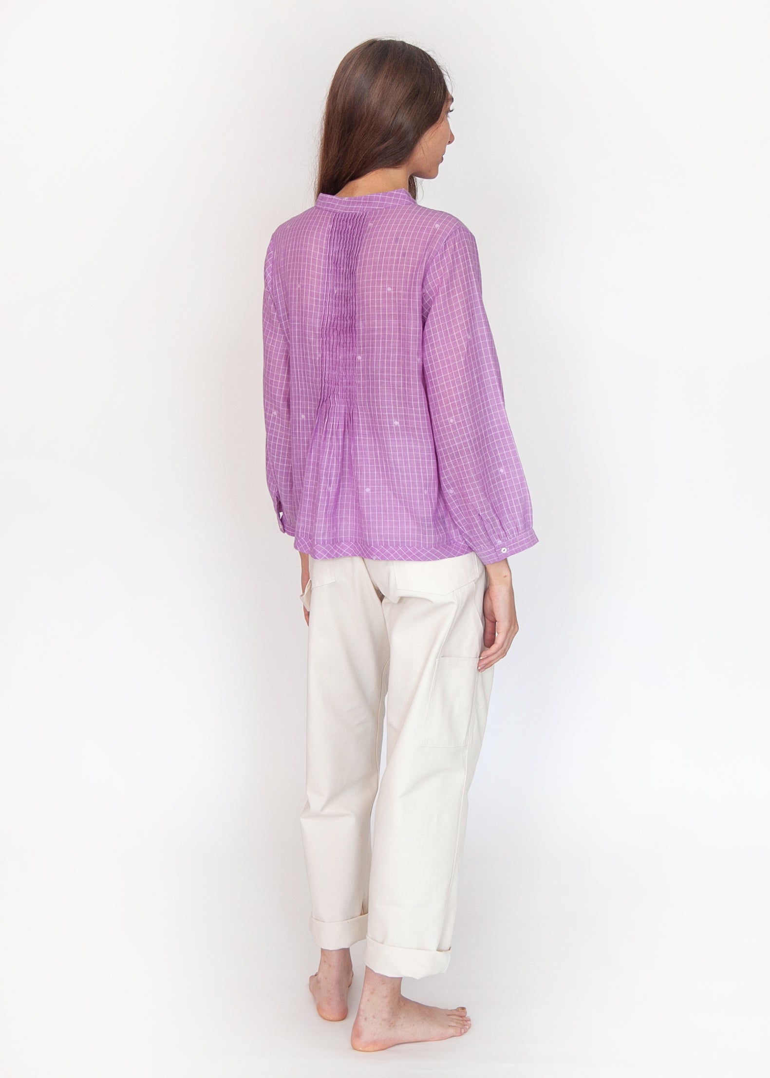 Alma Check Jamdani Top - Violetta