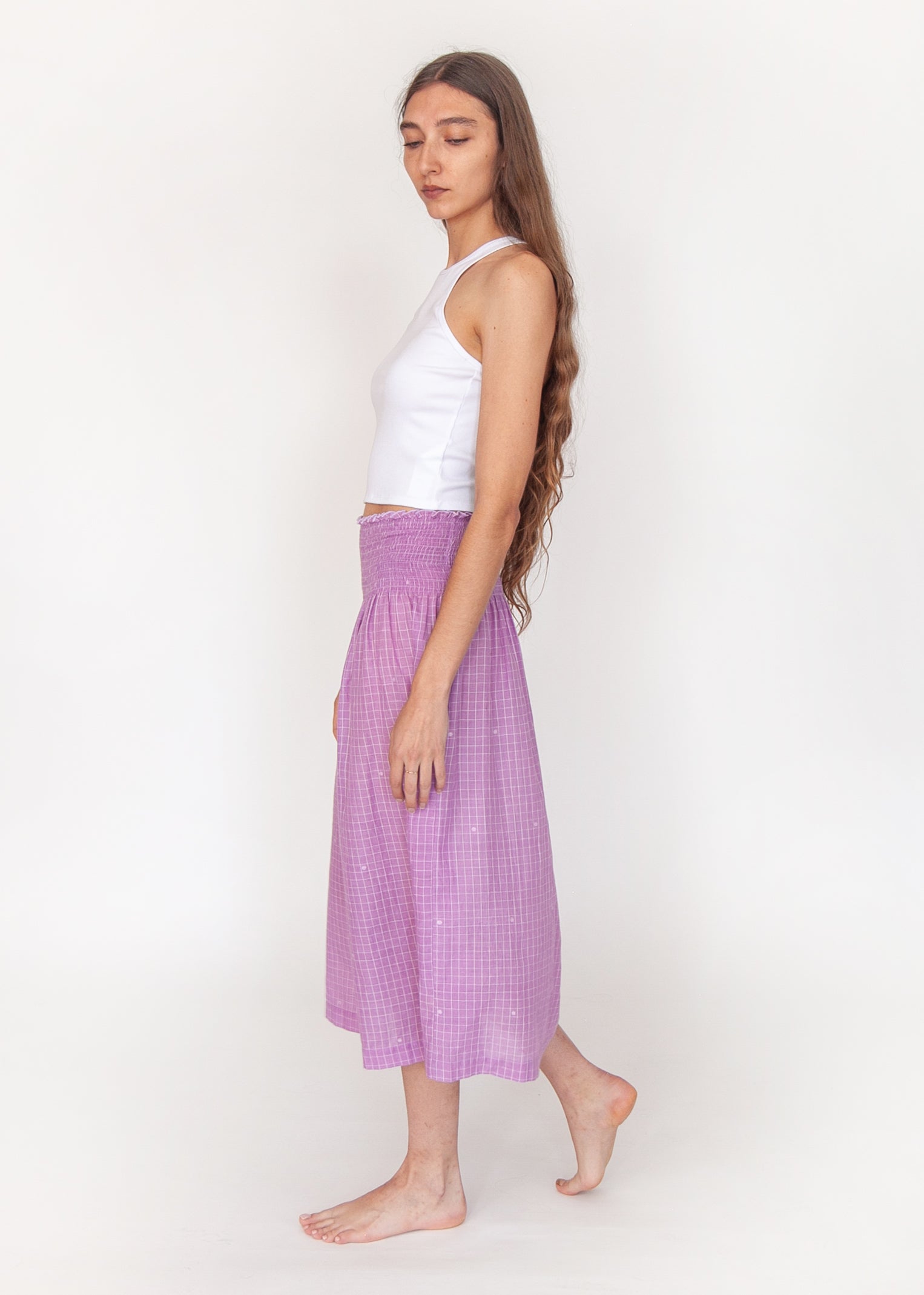 Araminta Check Jamdani Skirt - Violetta