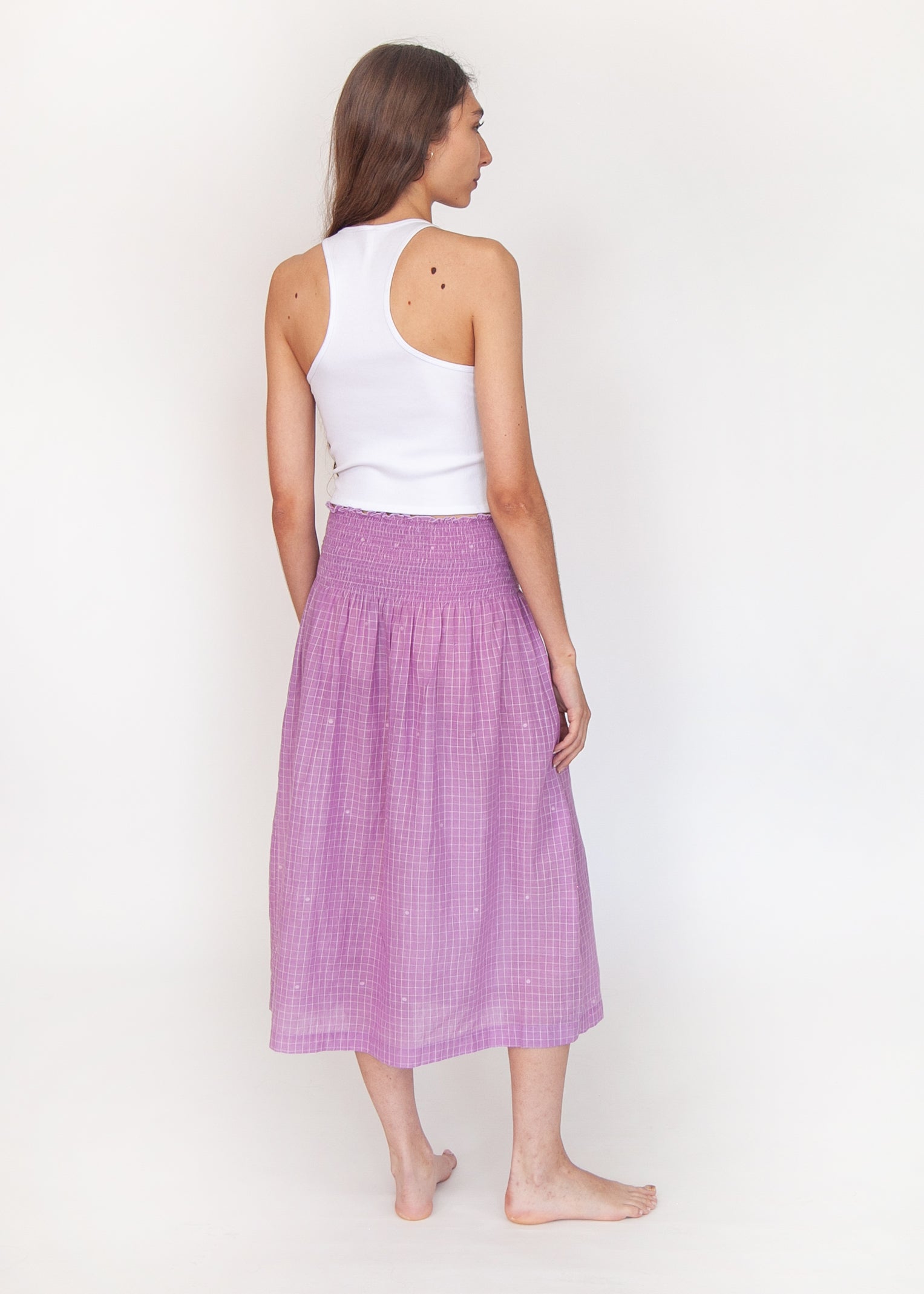 Araminta Check Jamdani Skirt - Violetta