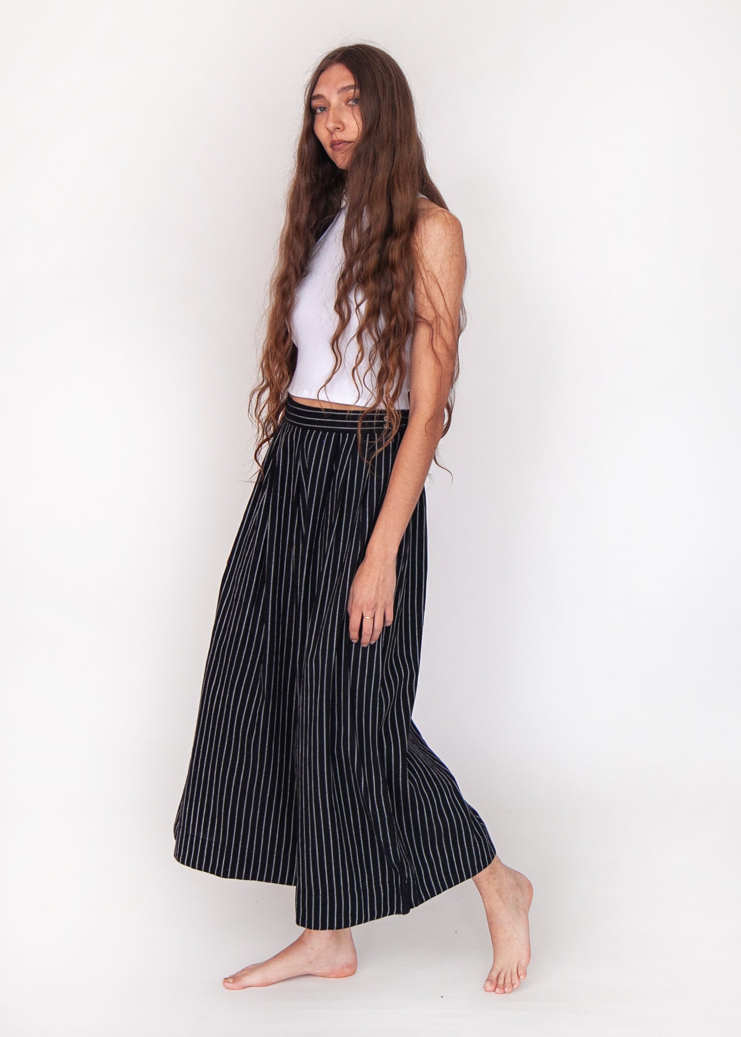 Danae Stripe Skirt Pant - Nero