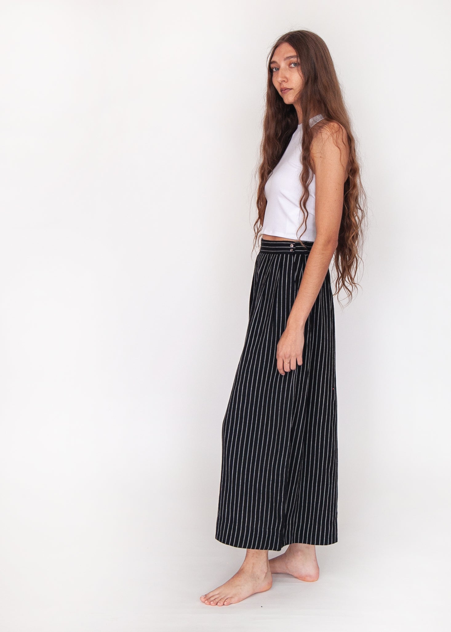 Danae Stripe Skirt Pant - Nero
