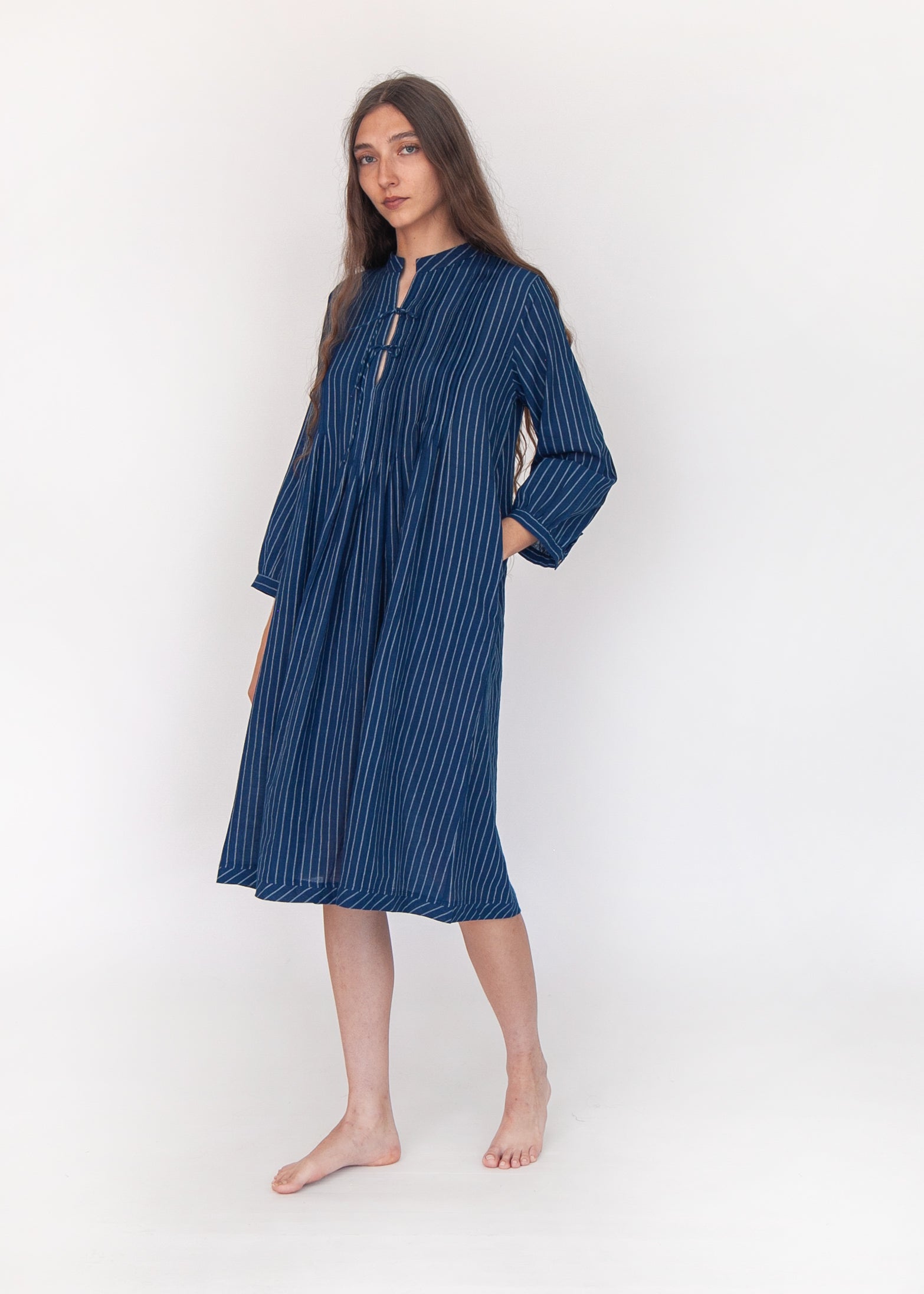 Aditi Double Stripe Dress - Natural Indigo