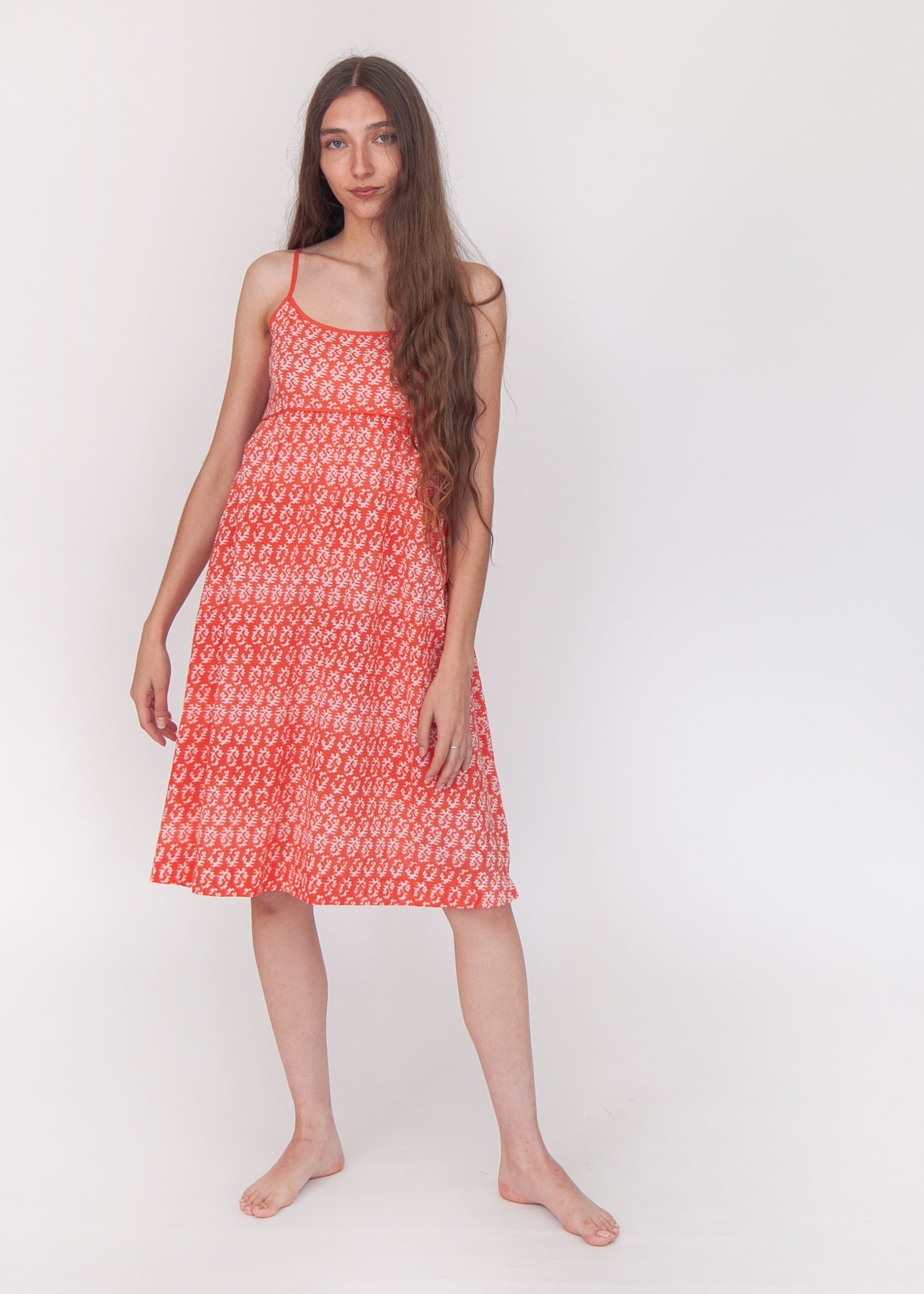 Gaia Greece Slip Dress - Poppy