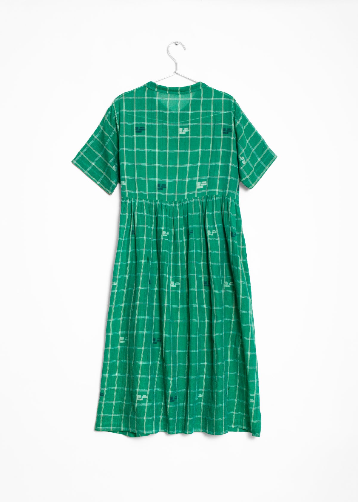 Dora Check Jamdani Dress - Mint