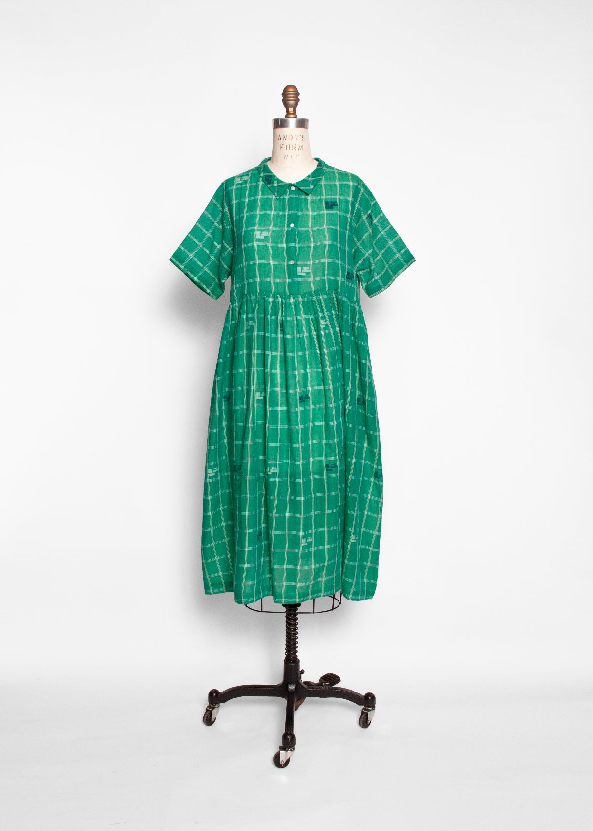 Dora Check Jamdani Dress - Mint