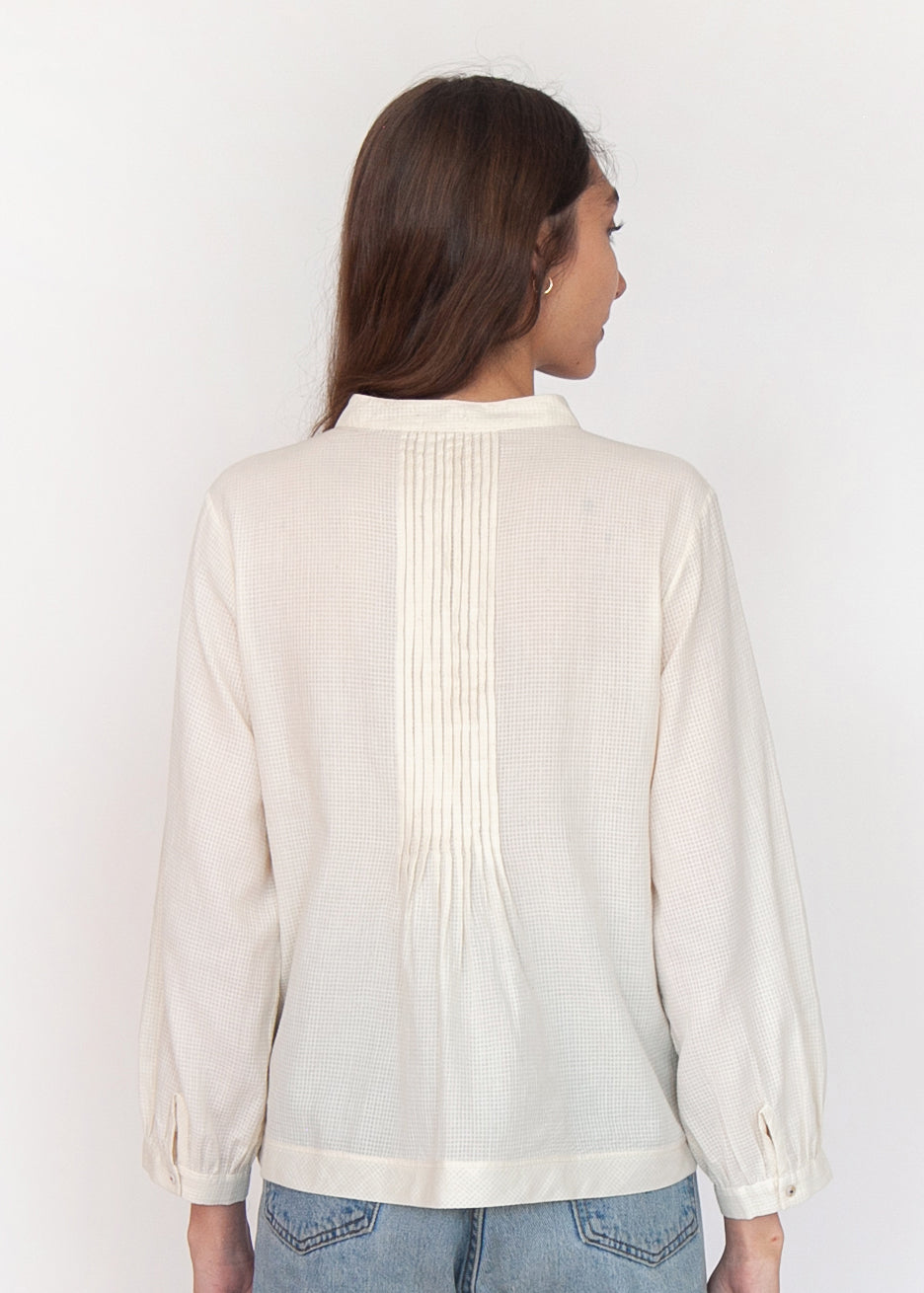 Alma Tiny Checks Top - Natural