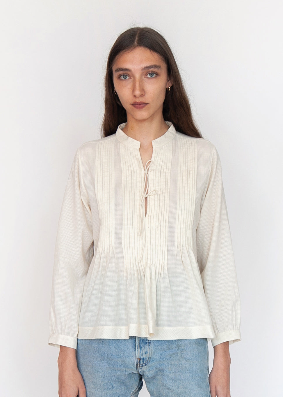 Alma Tiny Checks Top - Natural