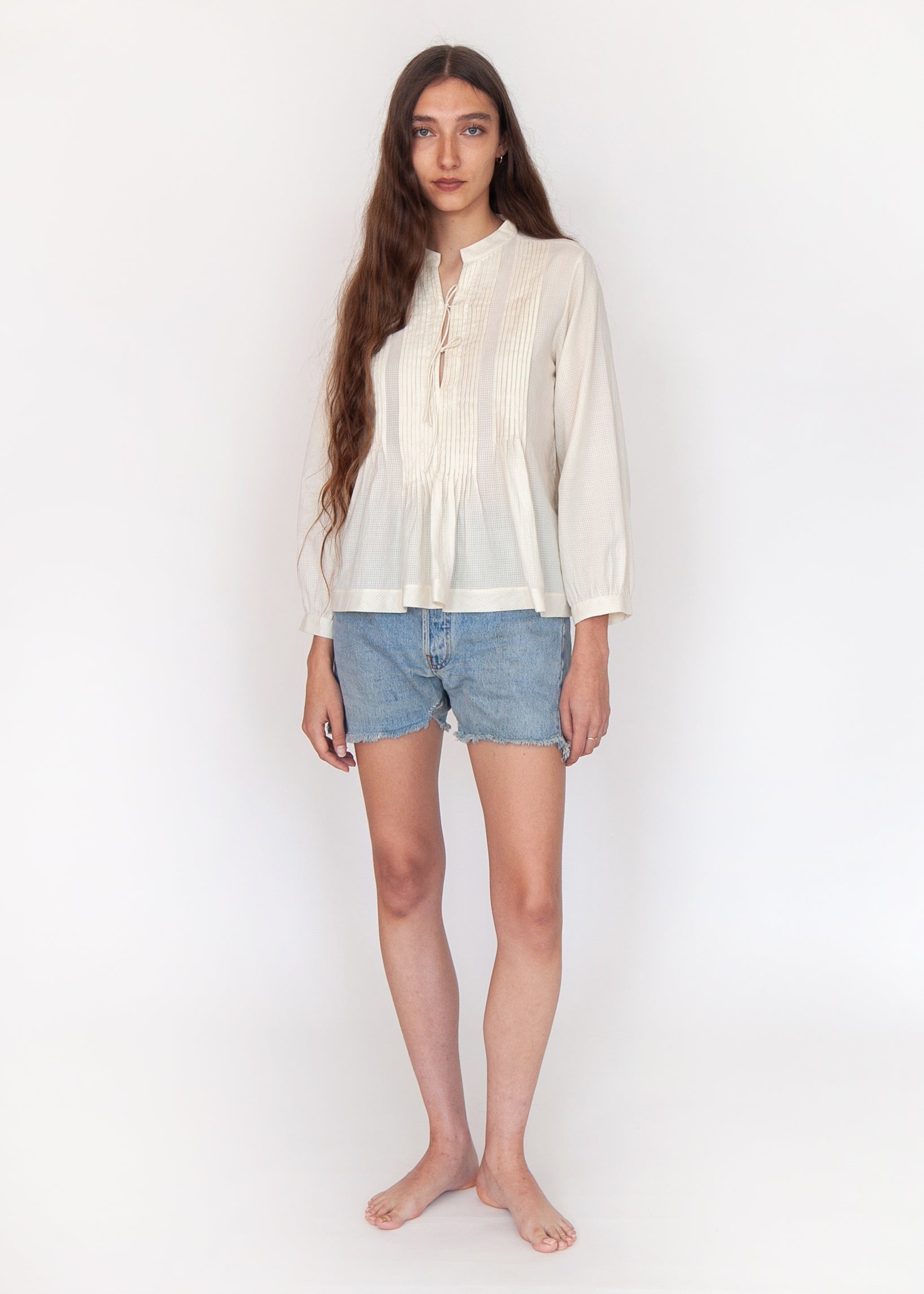 Alma Tiny Checks Top - Natural