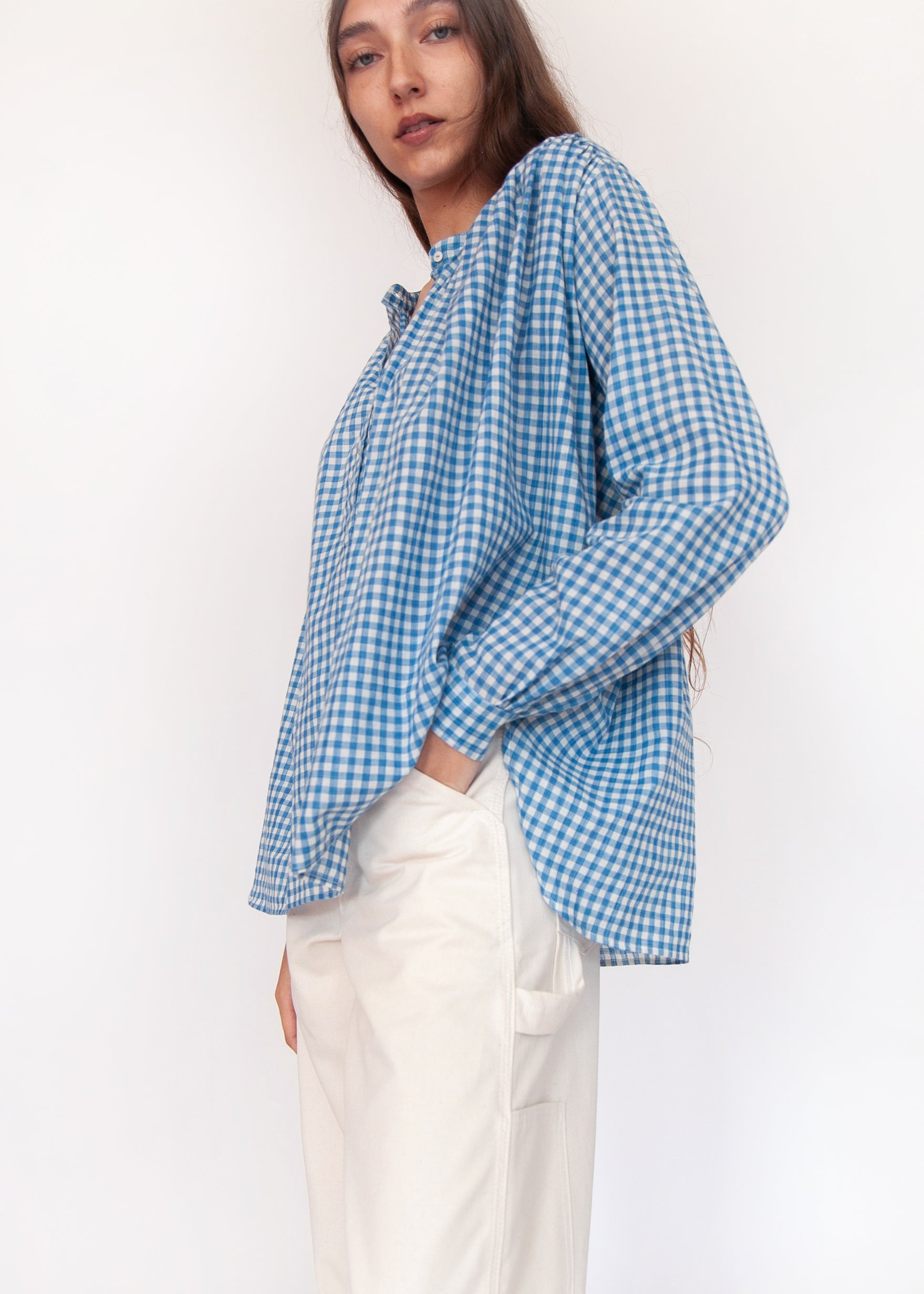 Bheeti Tie Dye Checks Top - Lake