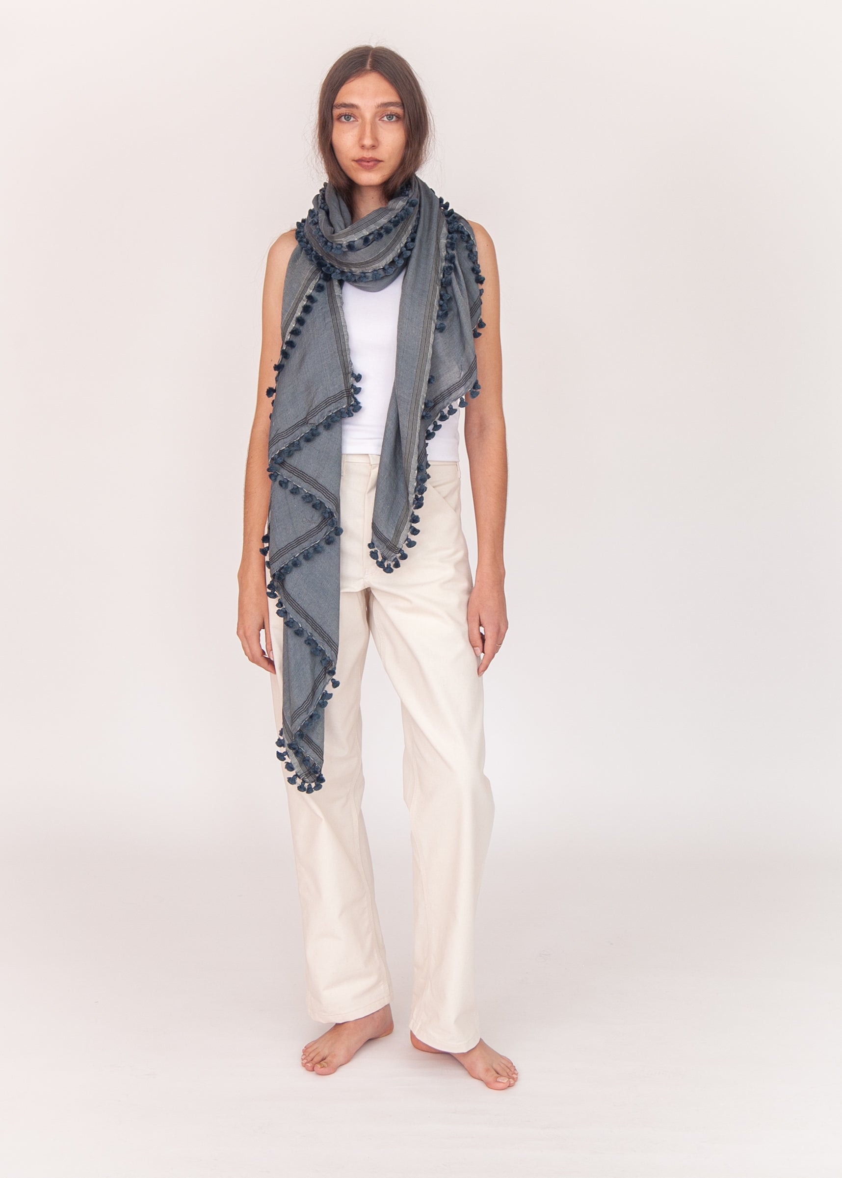 Dupatta Saaf Shiny Pin Stripes - North Sea
