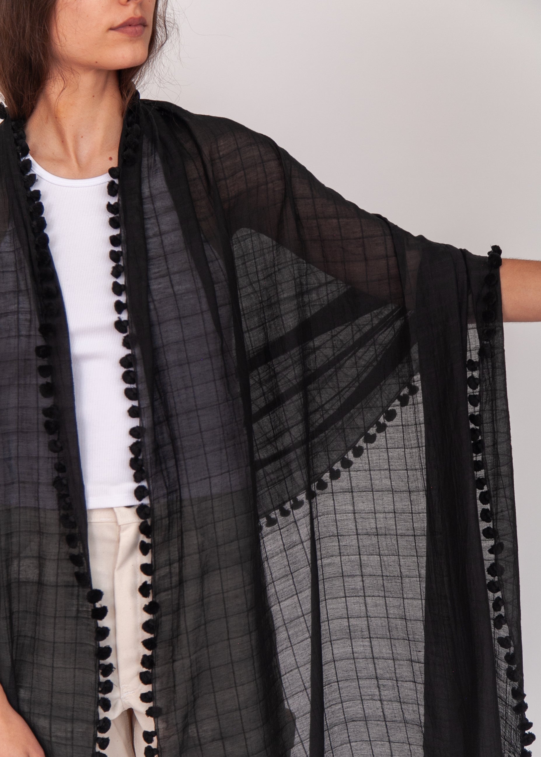Dupatta Maira Woven Checks - Black