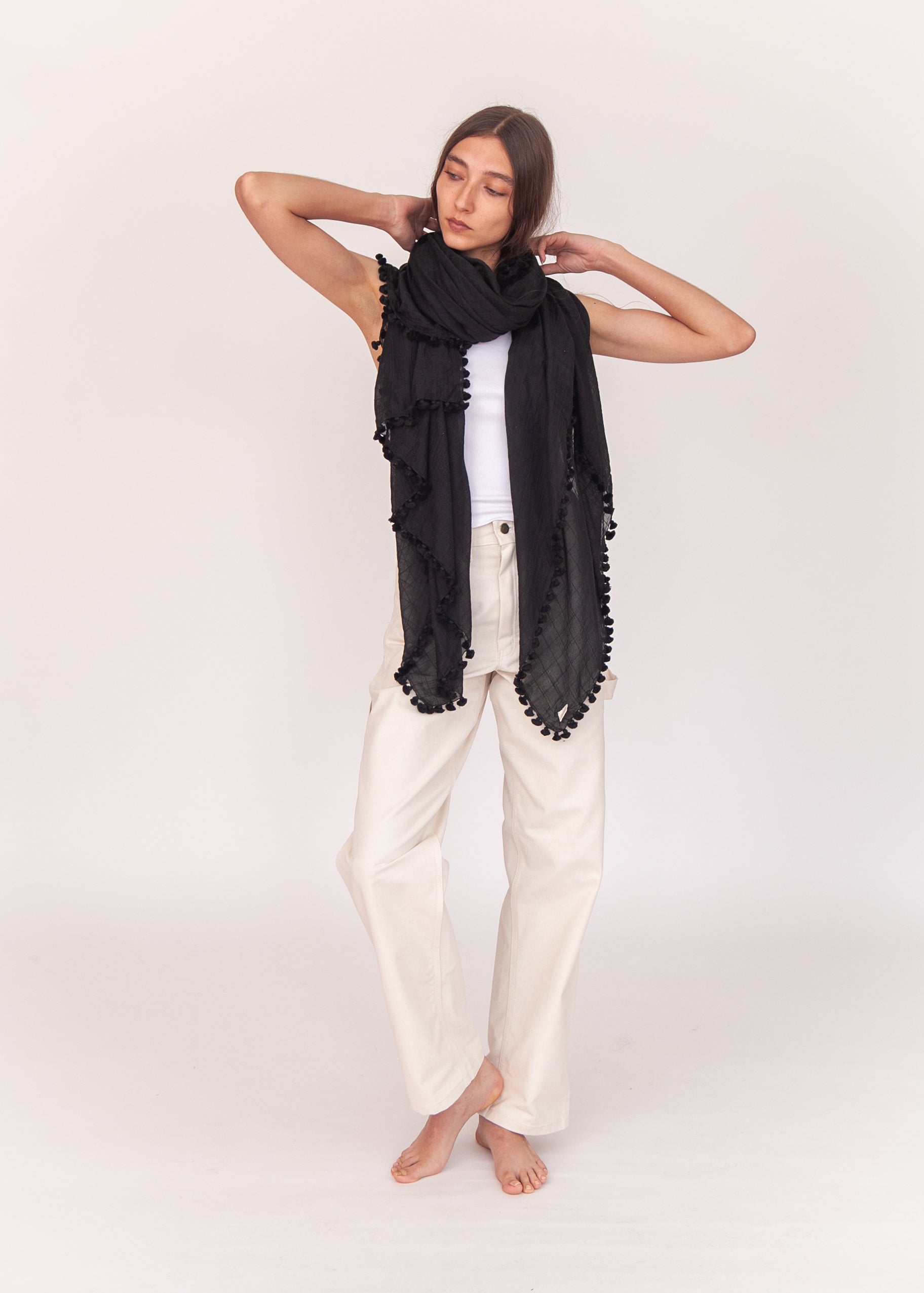 Dupatta Maira Woven Checks - Black
