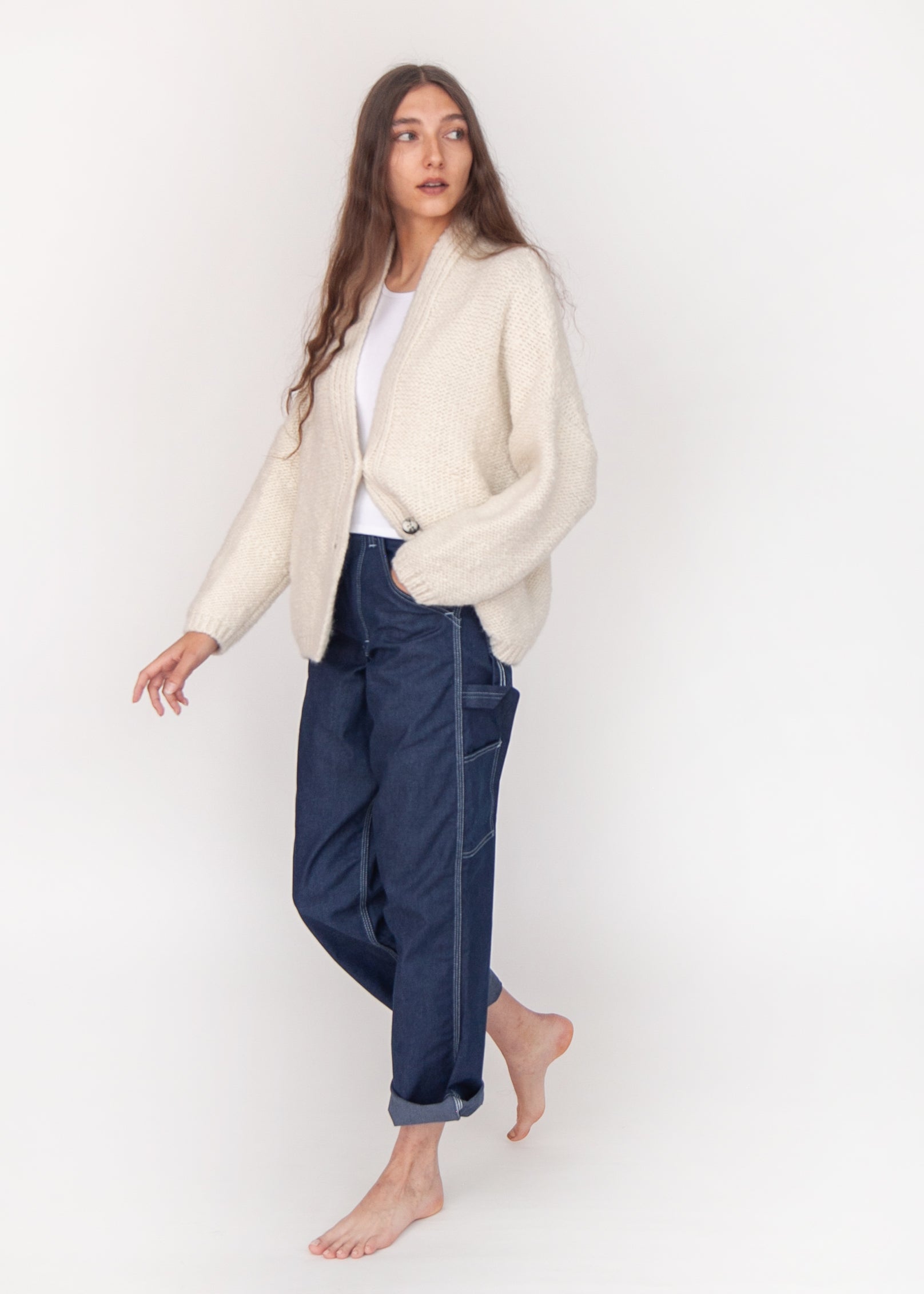 Huacaya Cardigan, Natural