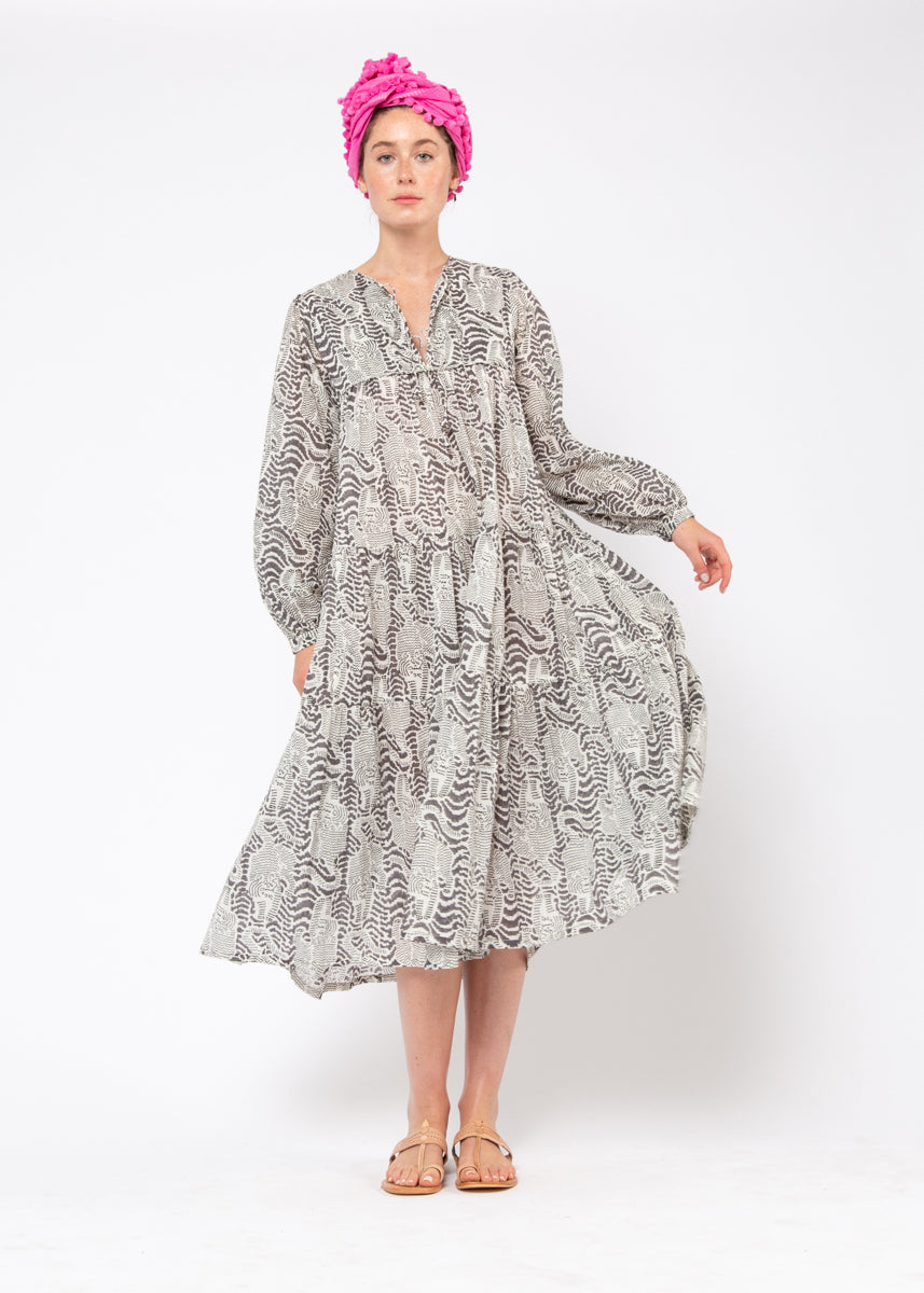 Yamini Tiger Dress- Grey