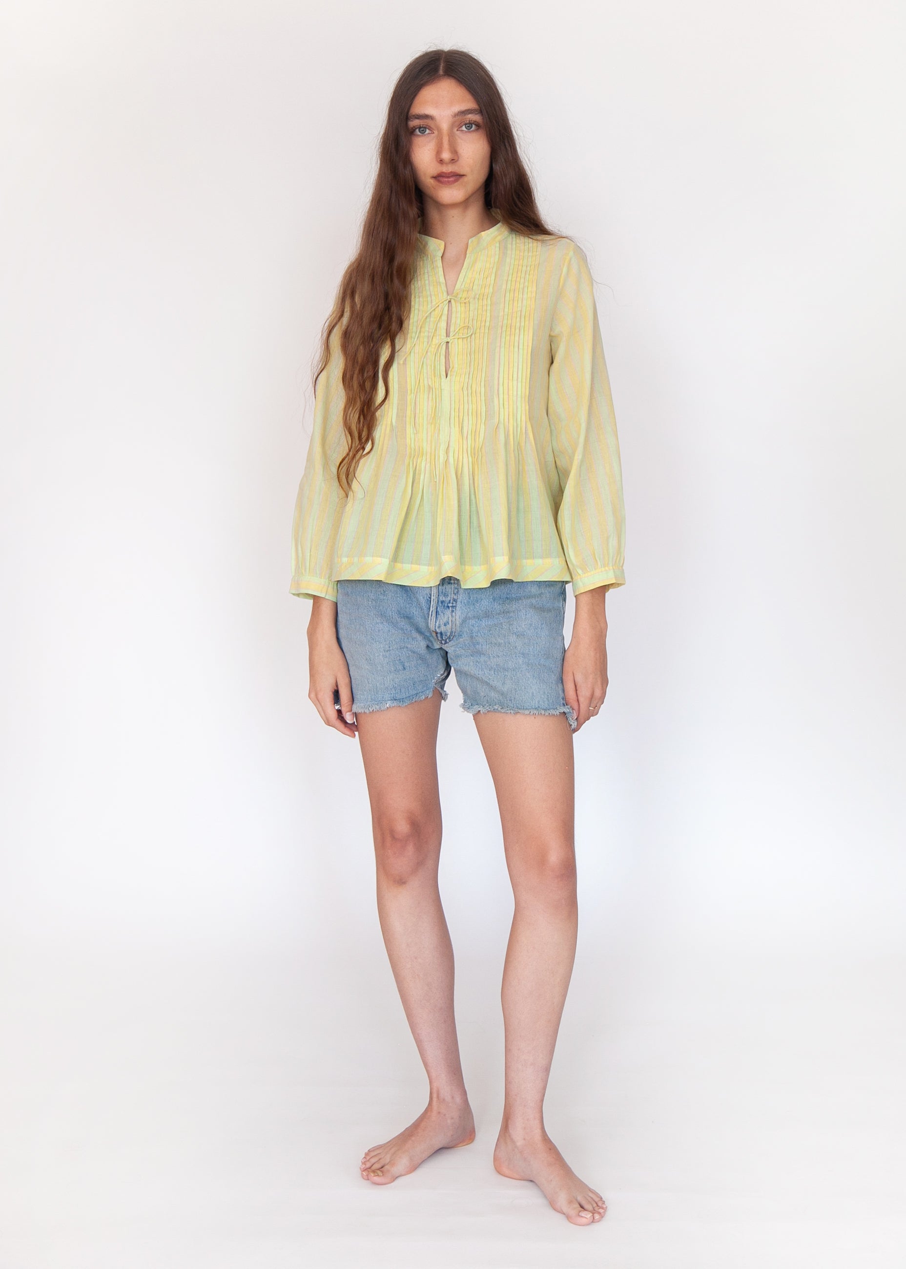 Alma Stripe Top  - Lime