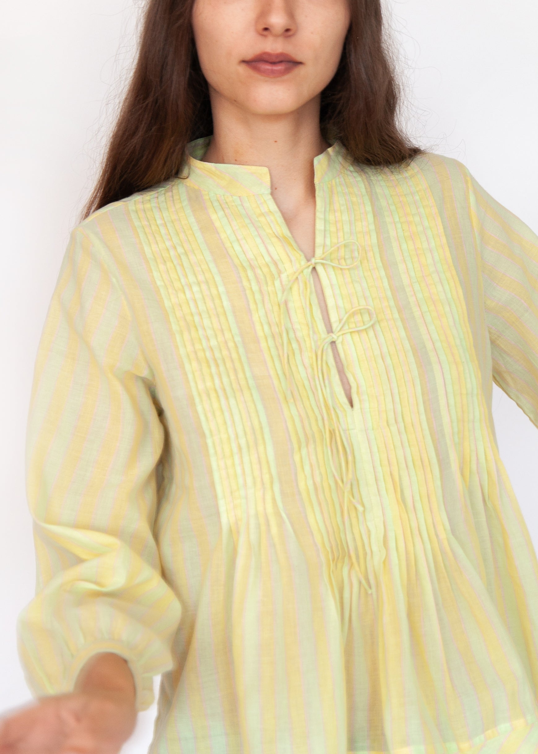 Alma Stripe Top  - Lime