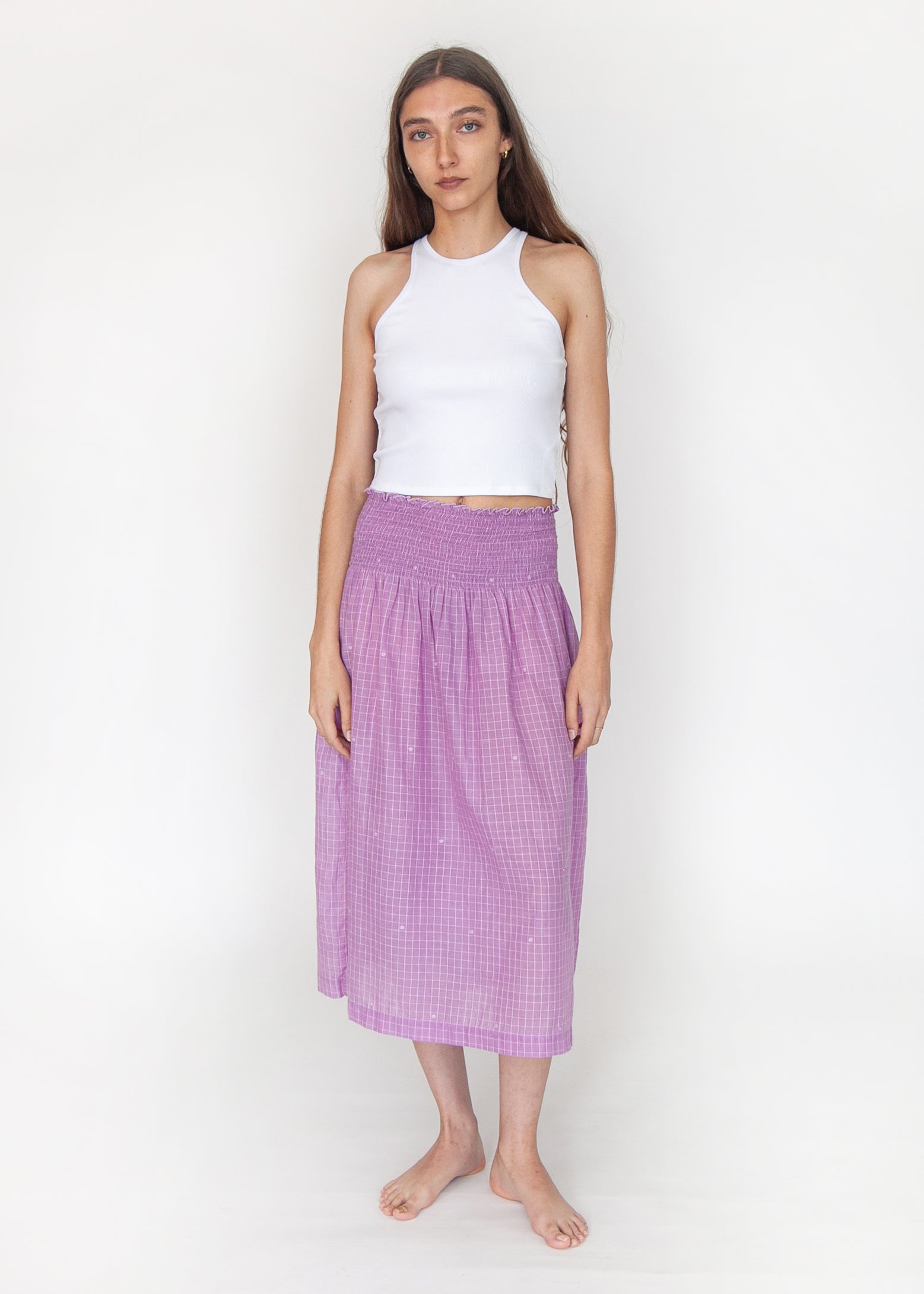 Araminta Check Jamdani Skirt - Violetta