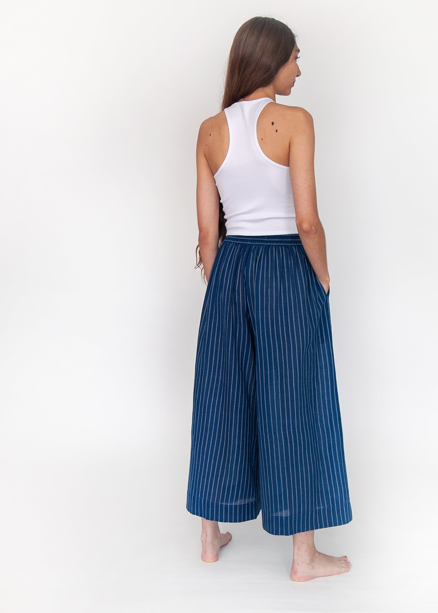 Danae Double Stripe Skirt Pant - Natural Indigo