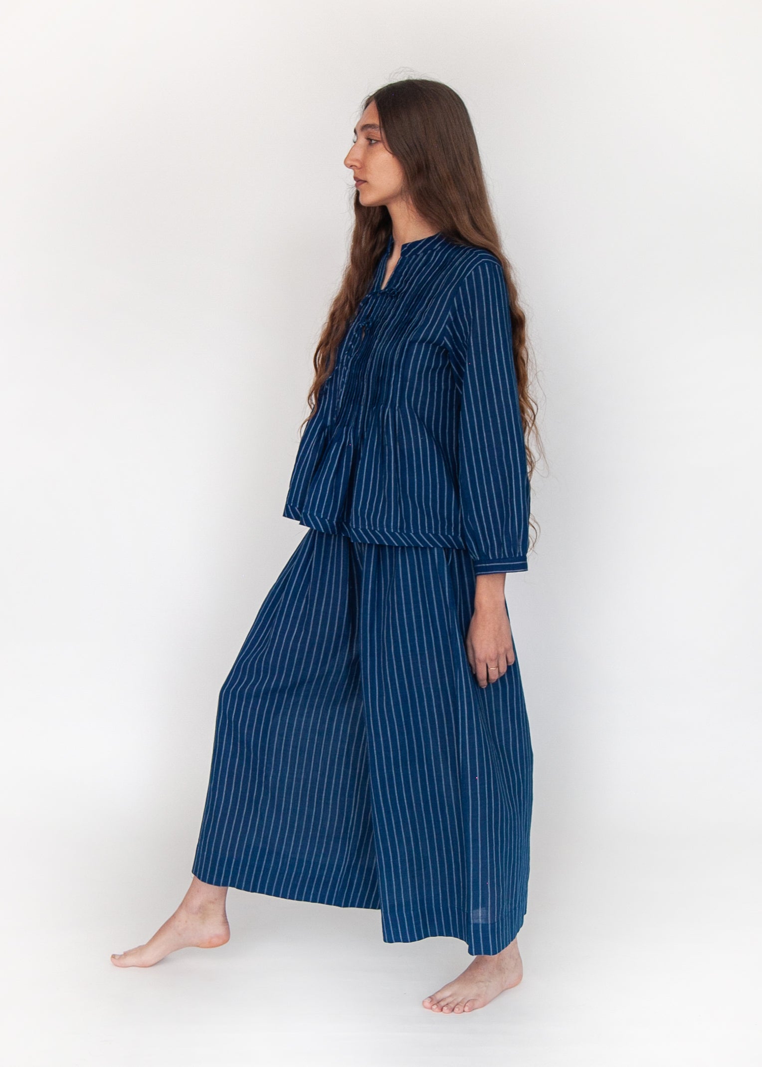Danae Double Stripe Skirt Pant - Natural Indigo