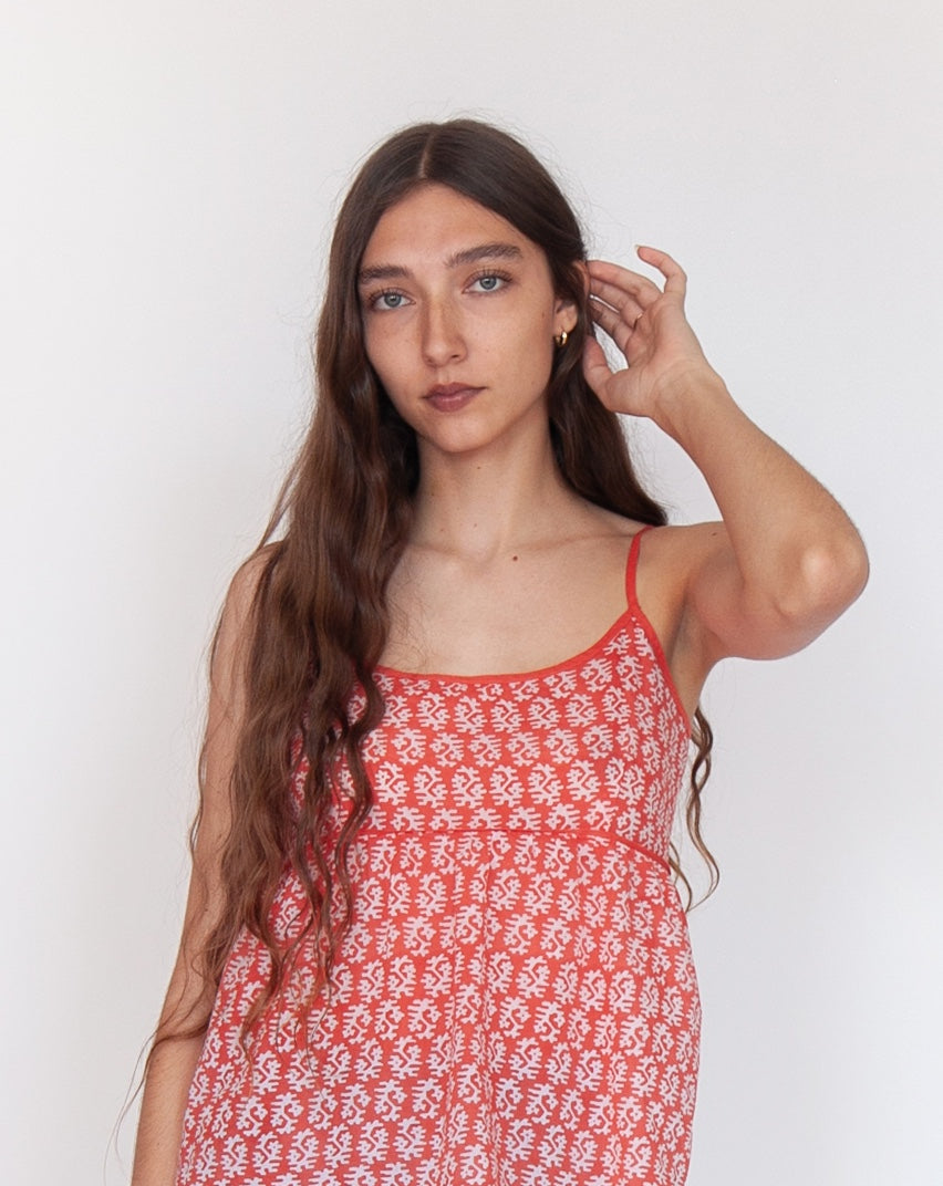 Gaia Greece Slip Dress - Poppy