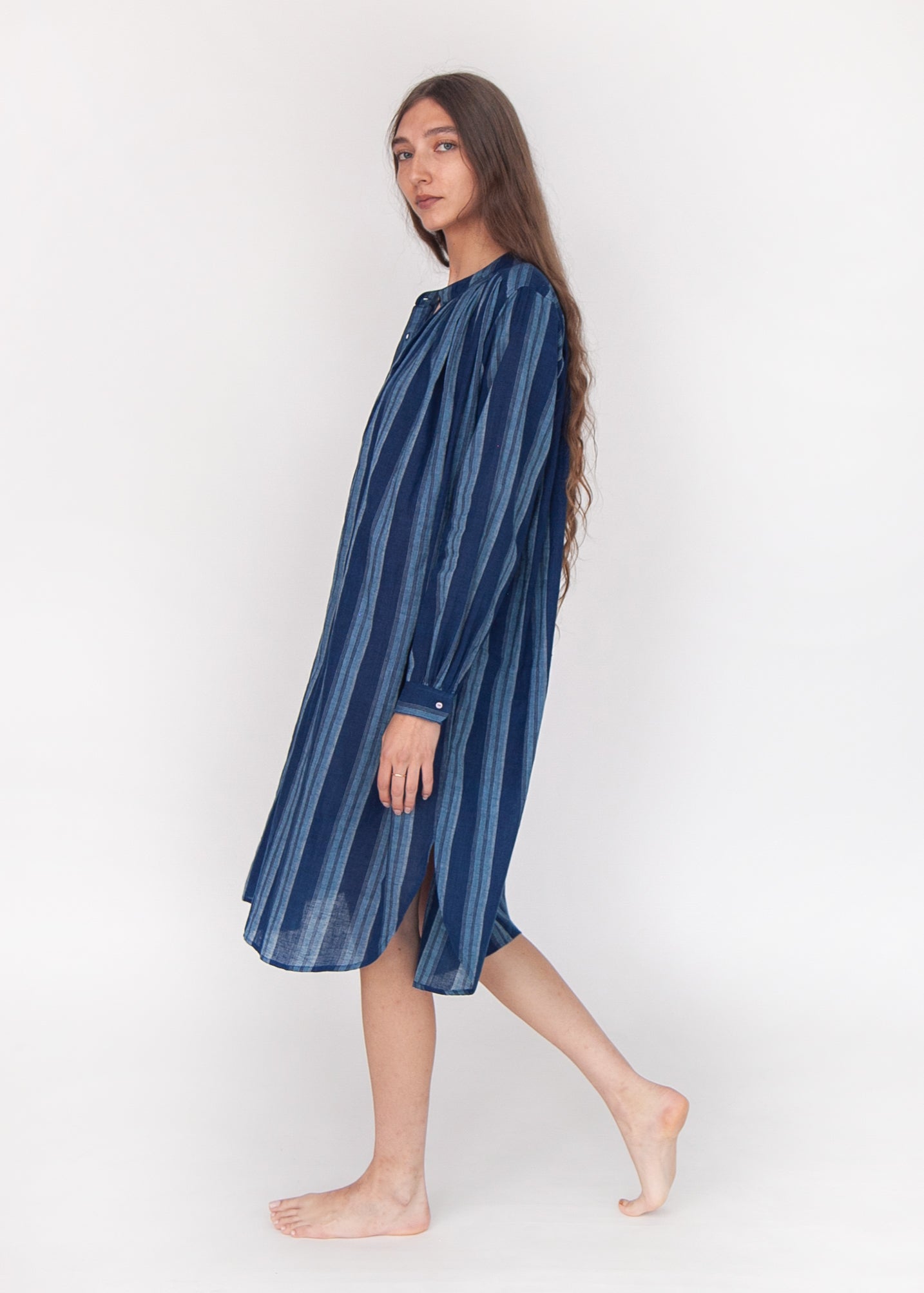 Bheeti Large Stripe Dress - Natural Indigo