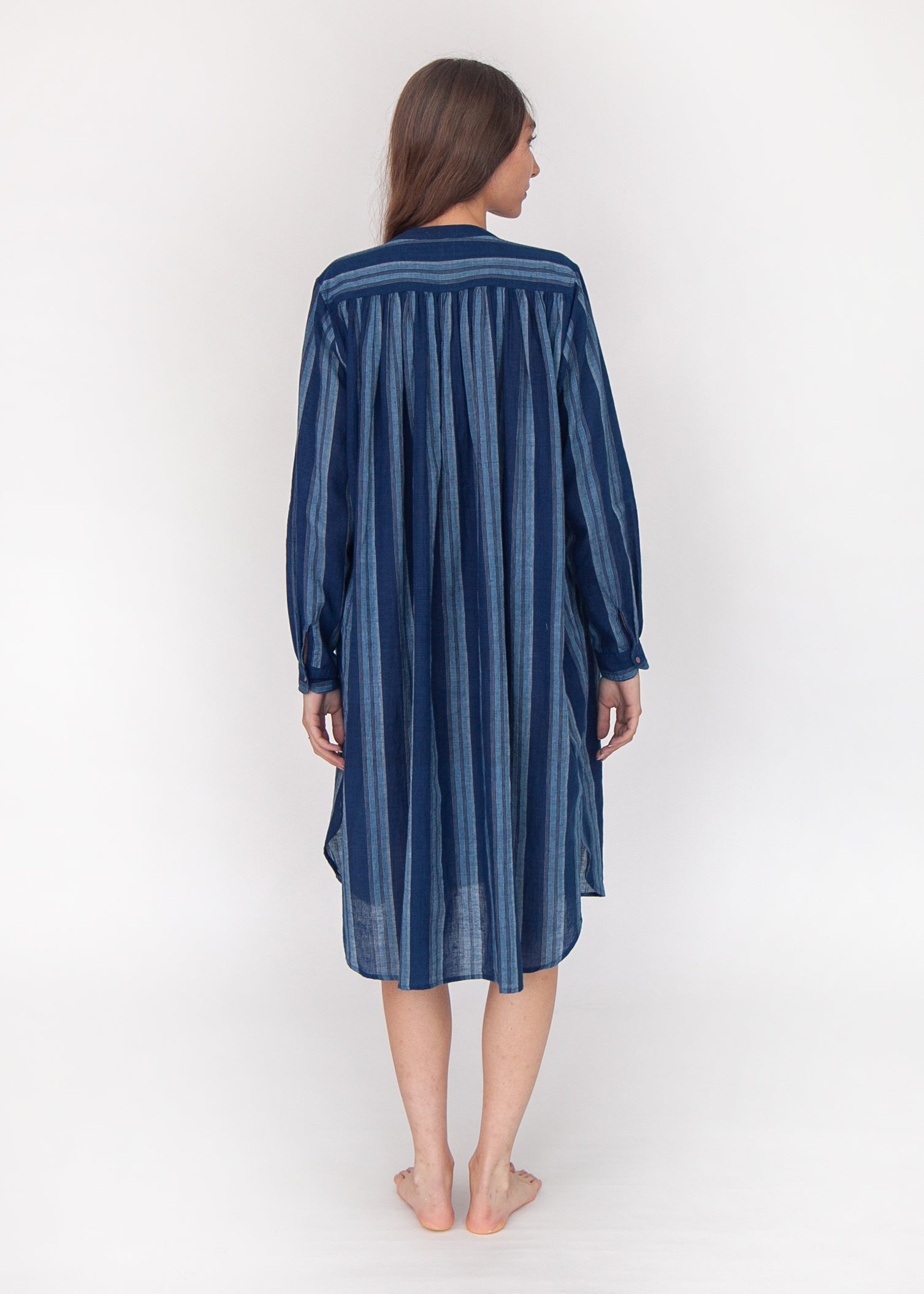 Bheeti Large Stripe Dress - Natural Indigo
