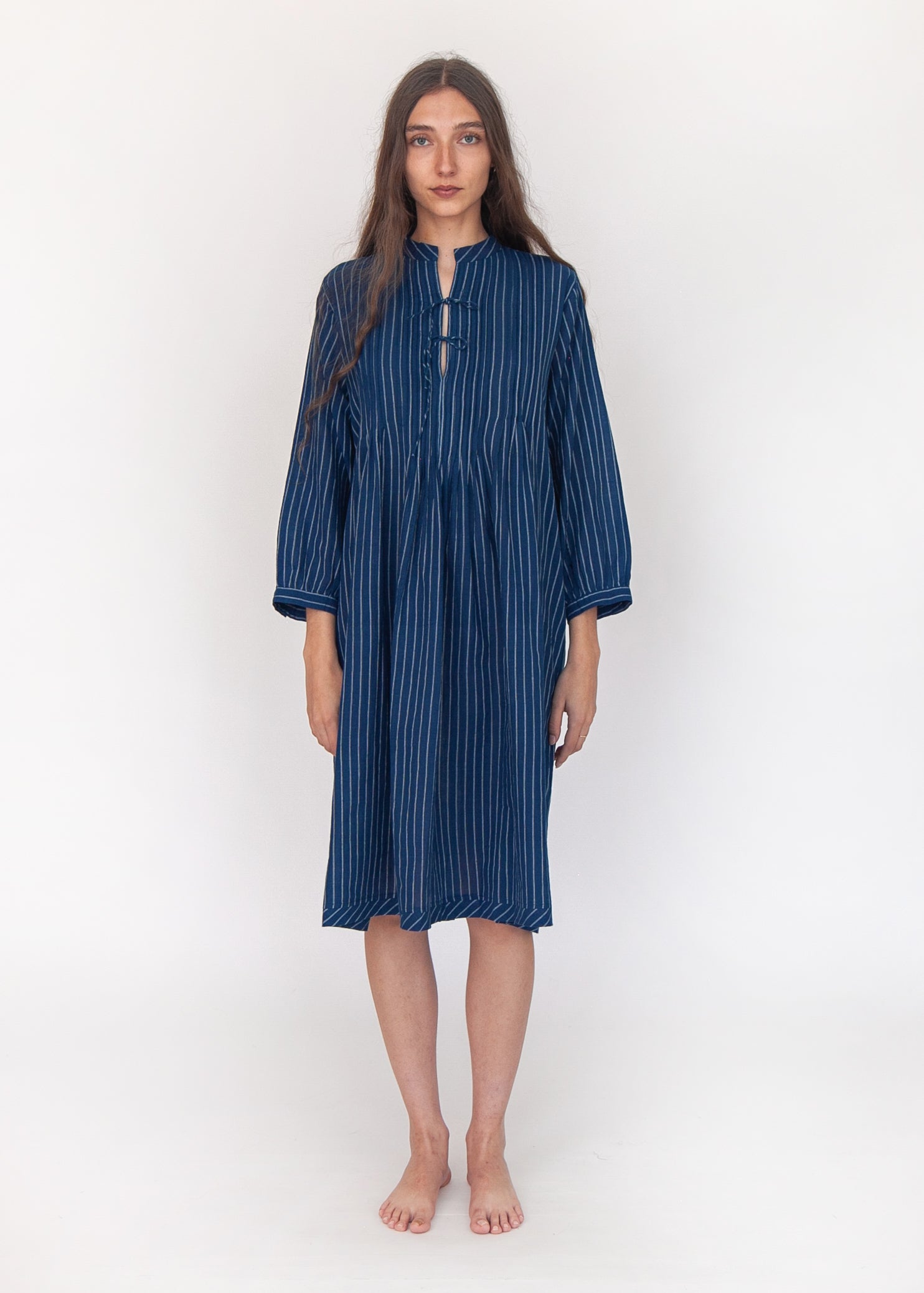 Aditi Double Stripe Dress  - Natural Indigo