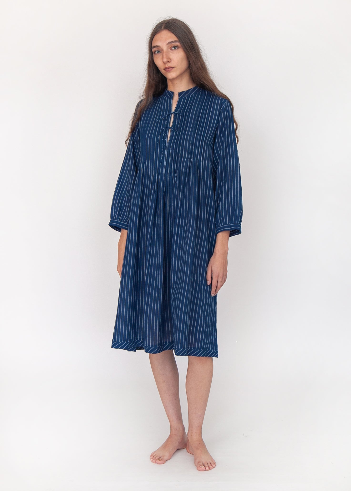 Aditi Double Stripe Dress  - Natural Indigo