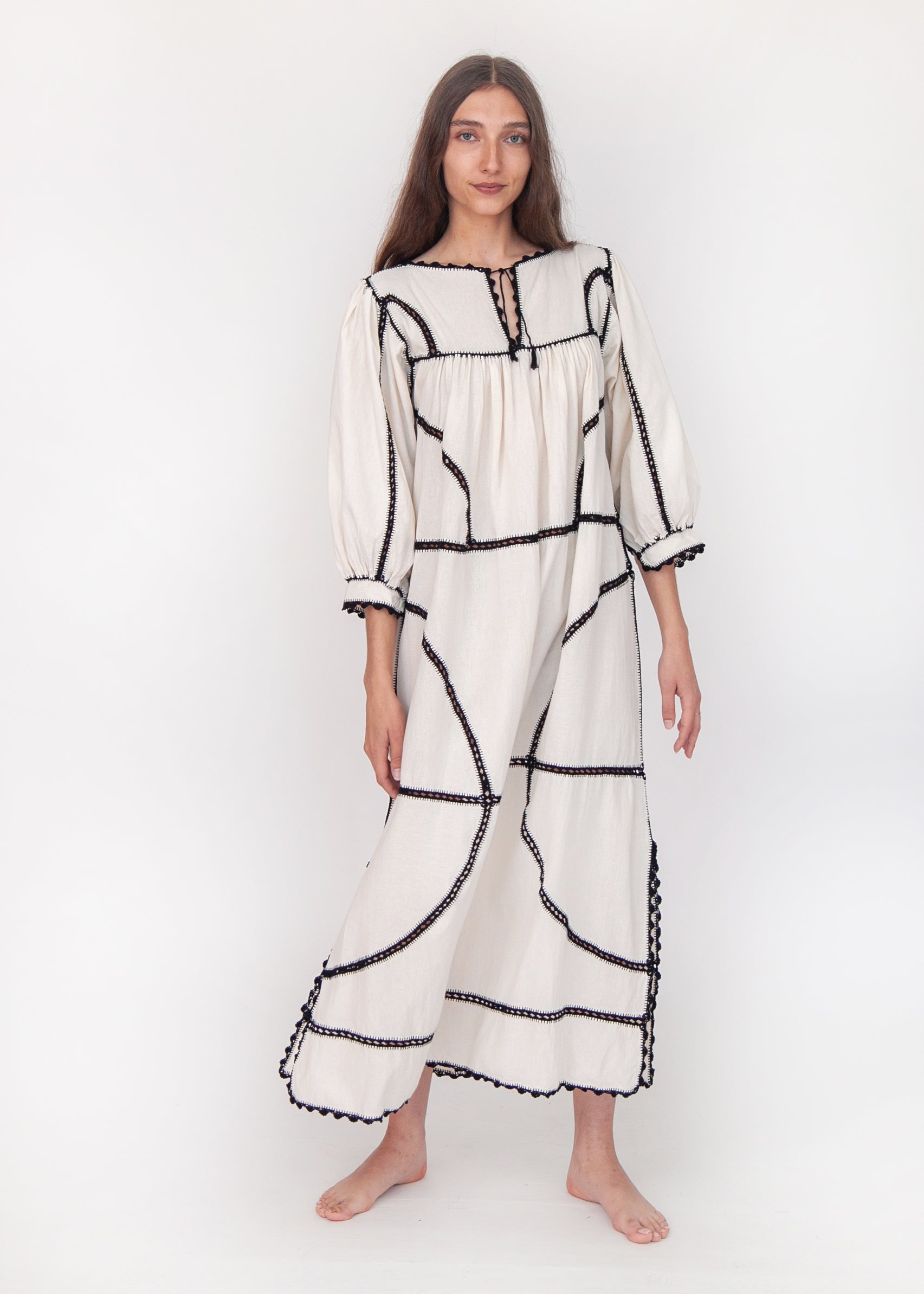 Montanita Long Dress - Black on Natural