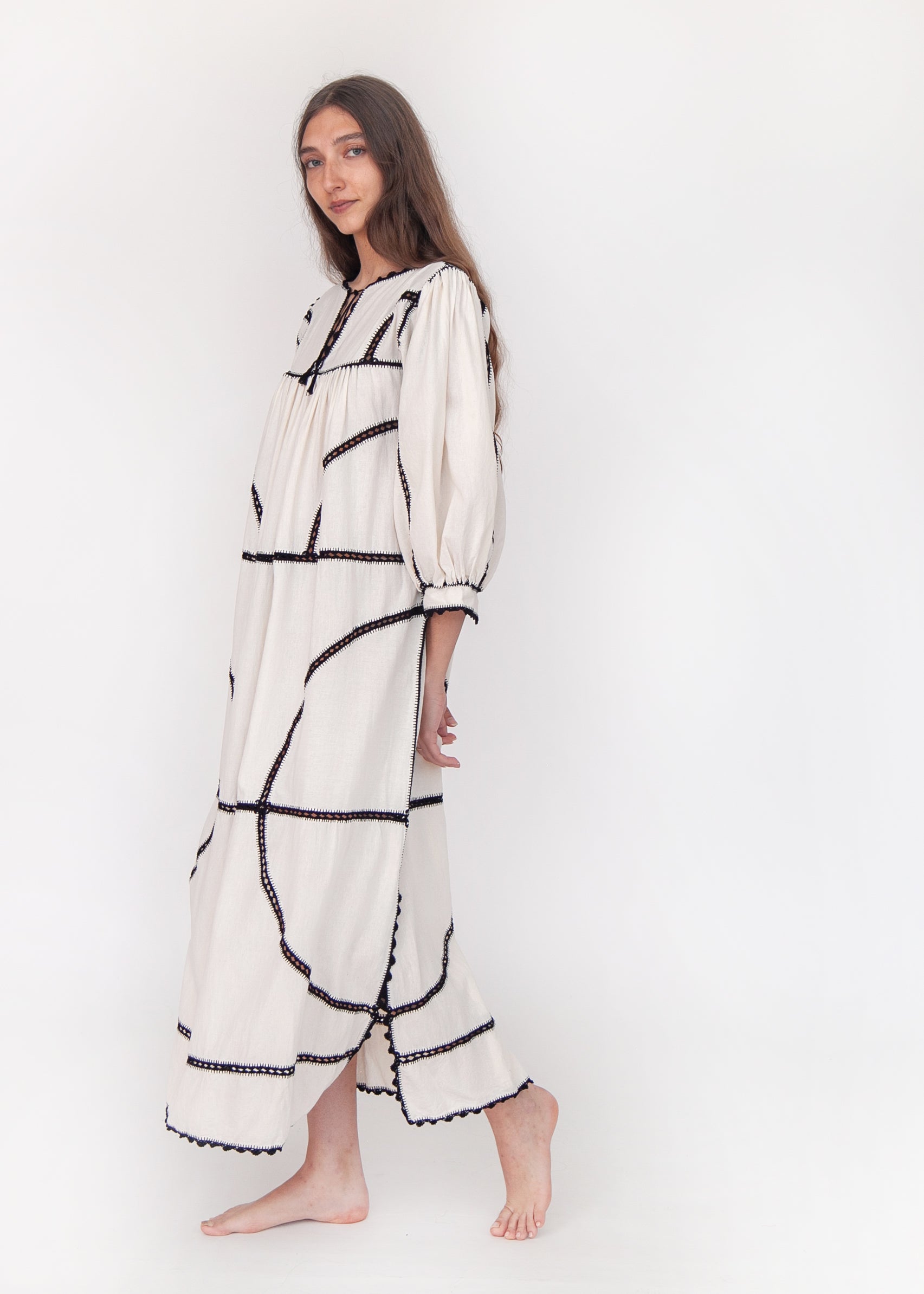 Montanita Long Dress - Black on Natural