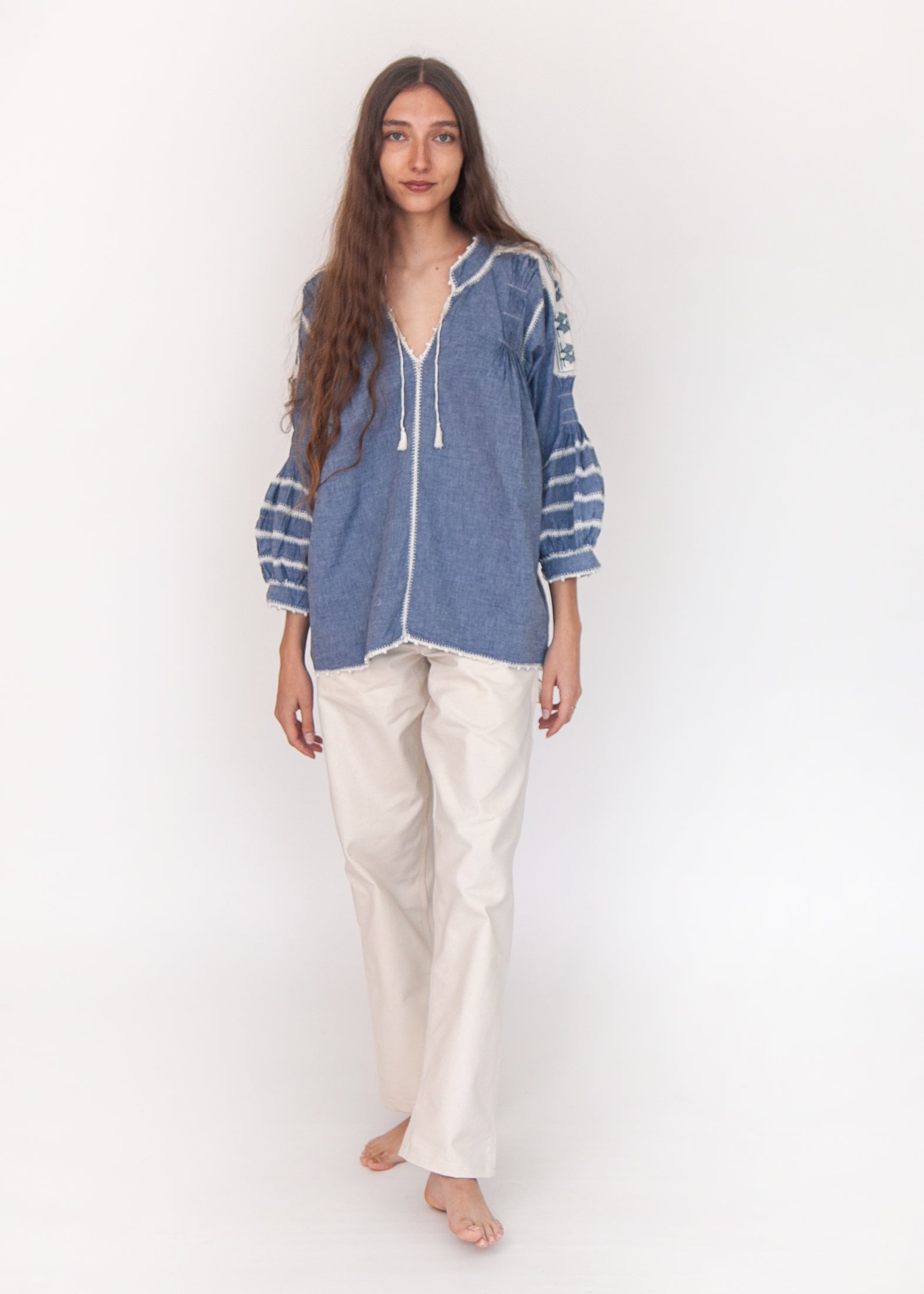 Sirena Chambray Top - Azul Marino