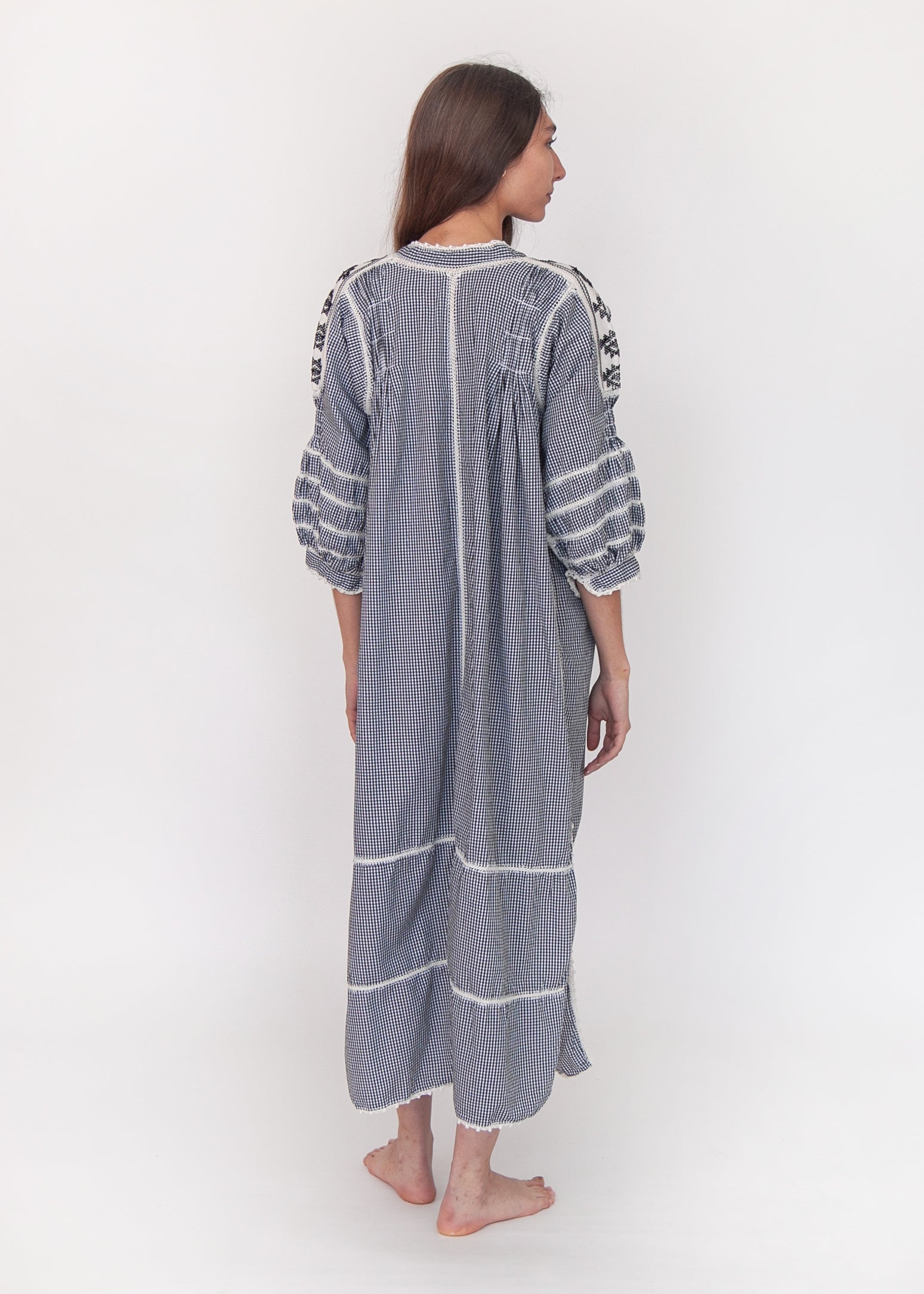 Sirena Dress Long Sleeves Gingham - Black