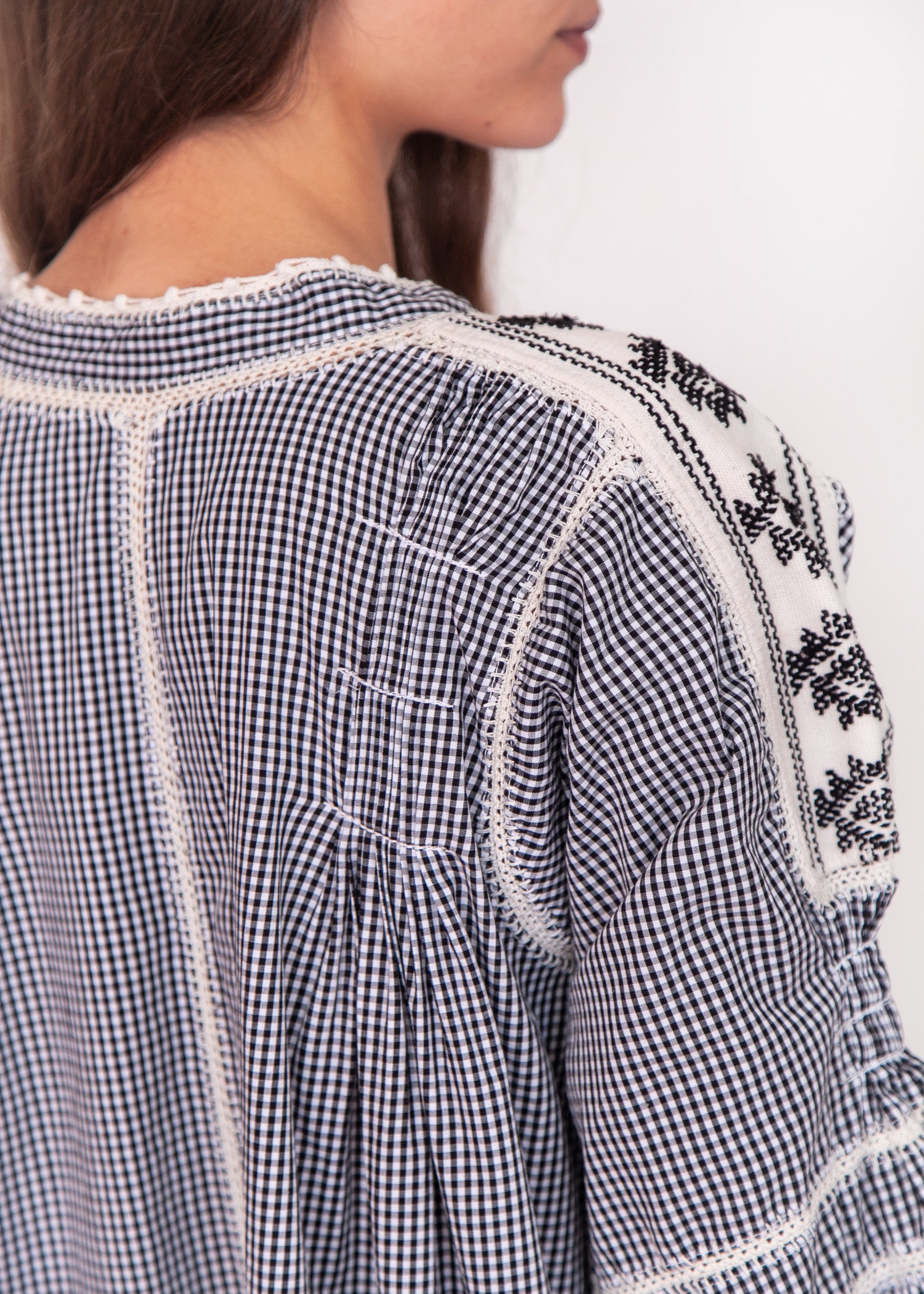 Sirena Dress Long Sleeves Gingham - Black